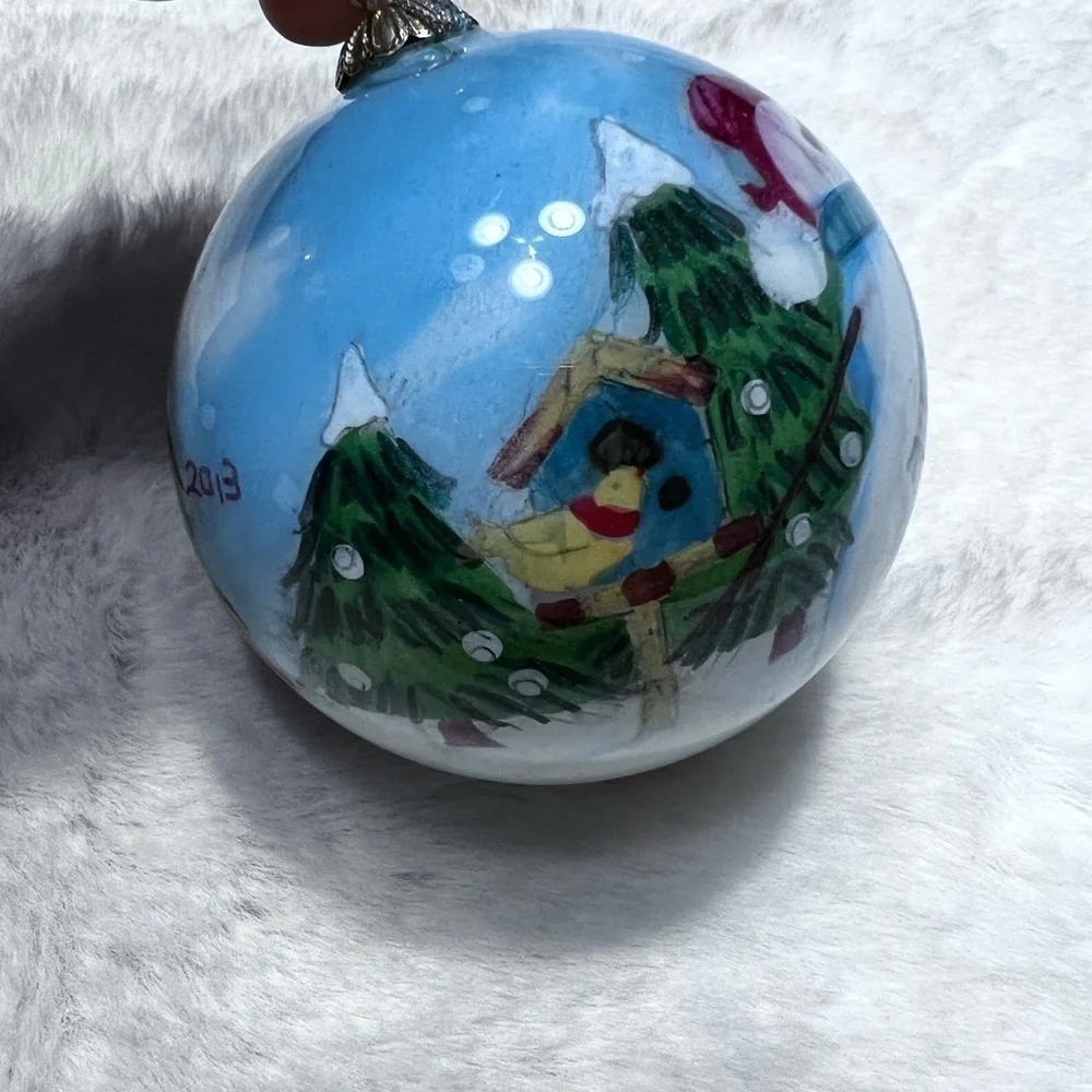 Pier 1 Imports Li Bien Snowmen glass ornament with box